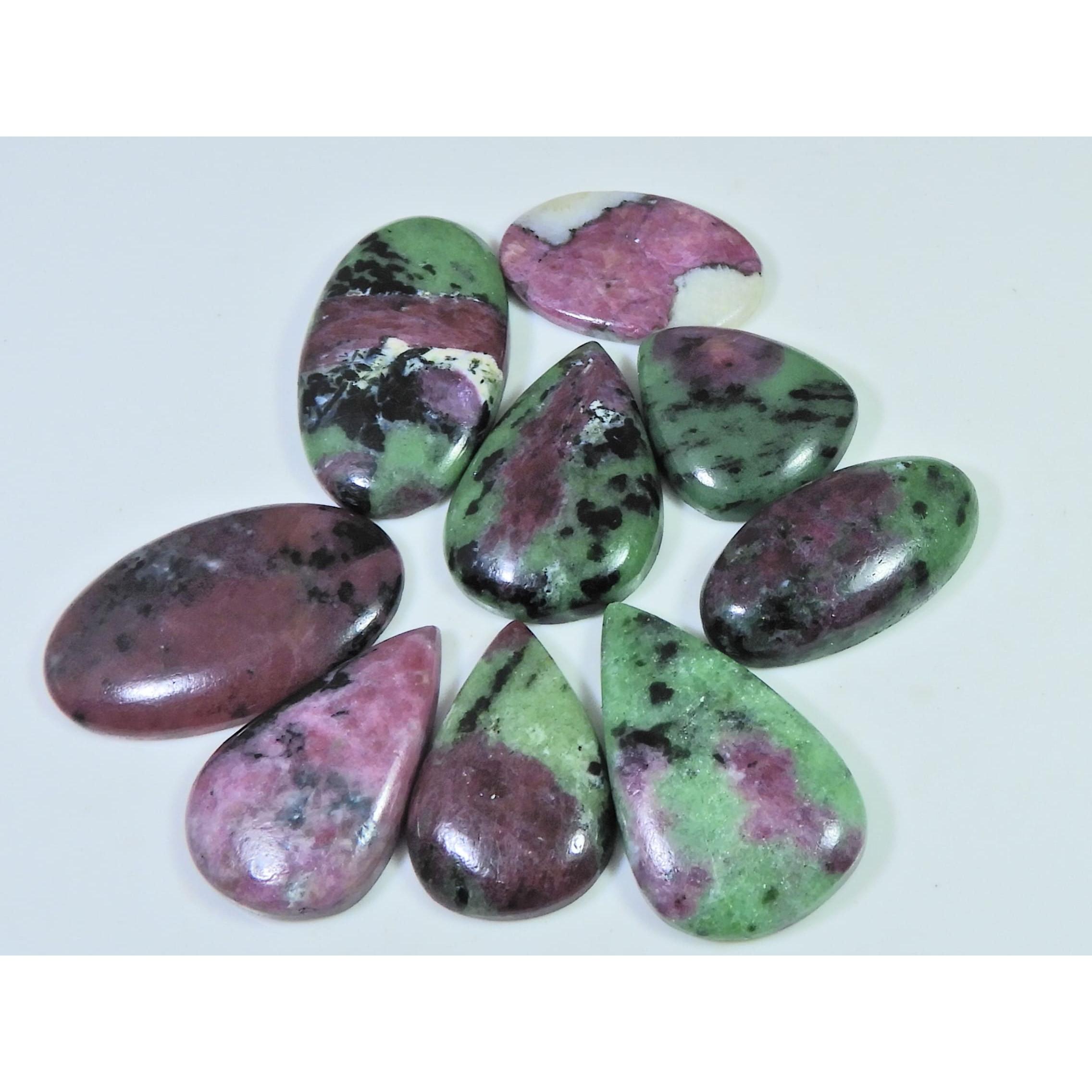 

313 карат.. Натуральный рубин в цоизите овальный кабошон свободный драгоценный камень лот 09 шт. C-502