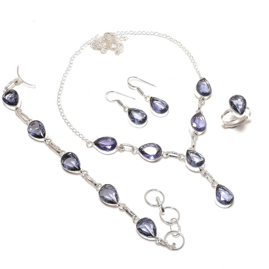 

Натуральный Аметист Драгоценный Камень Ручной Работы Ювелирное Изделие Ожерелье из Стерлингового Серебра 925 пробы 18 w0y16