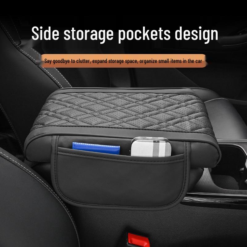 Breathable Car Armrest Heightening Pad with Multifunctional Storage and Protective Cover