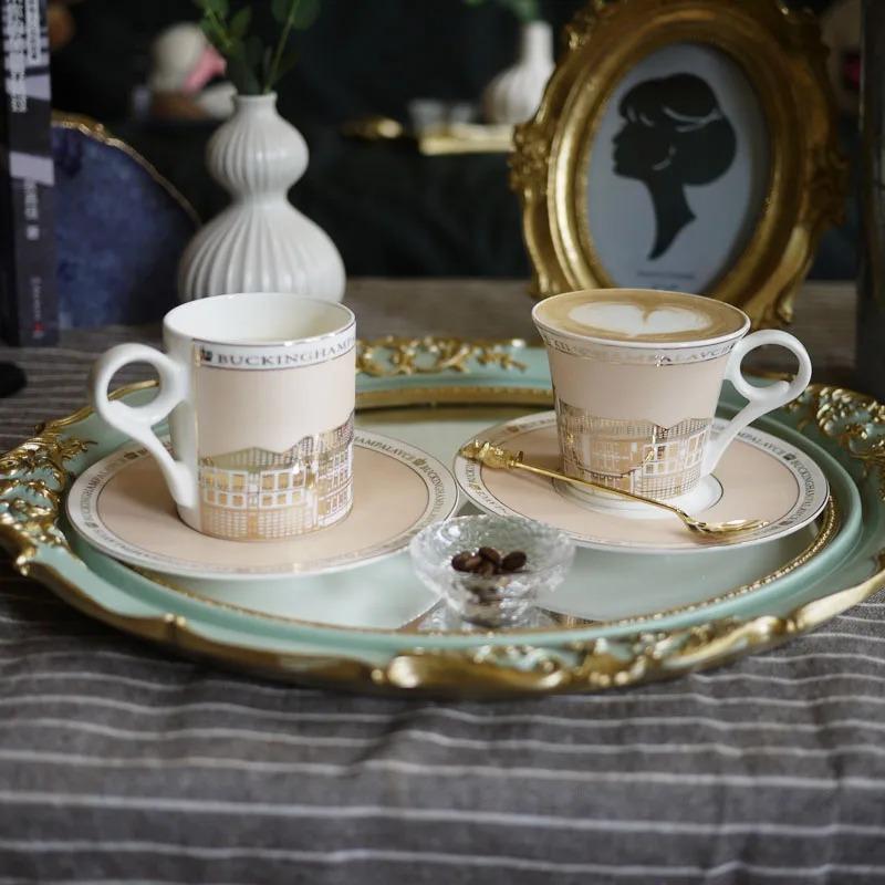 Creative Ceramic Coffee Cup Golden Porcelain Tea Cup Coffee Cups Set  High Quality  Tea Cup Set