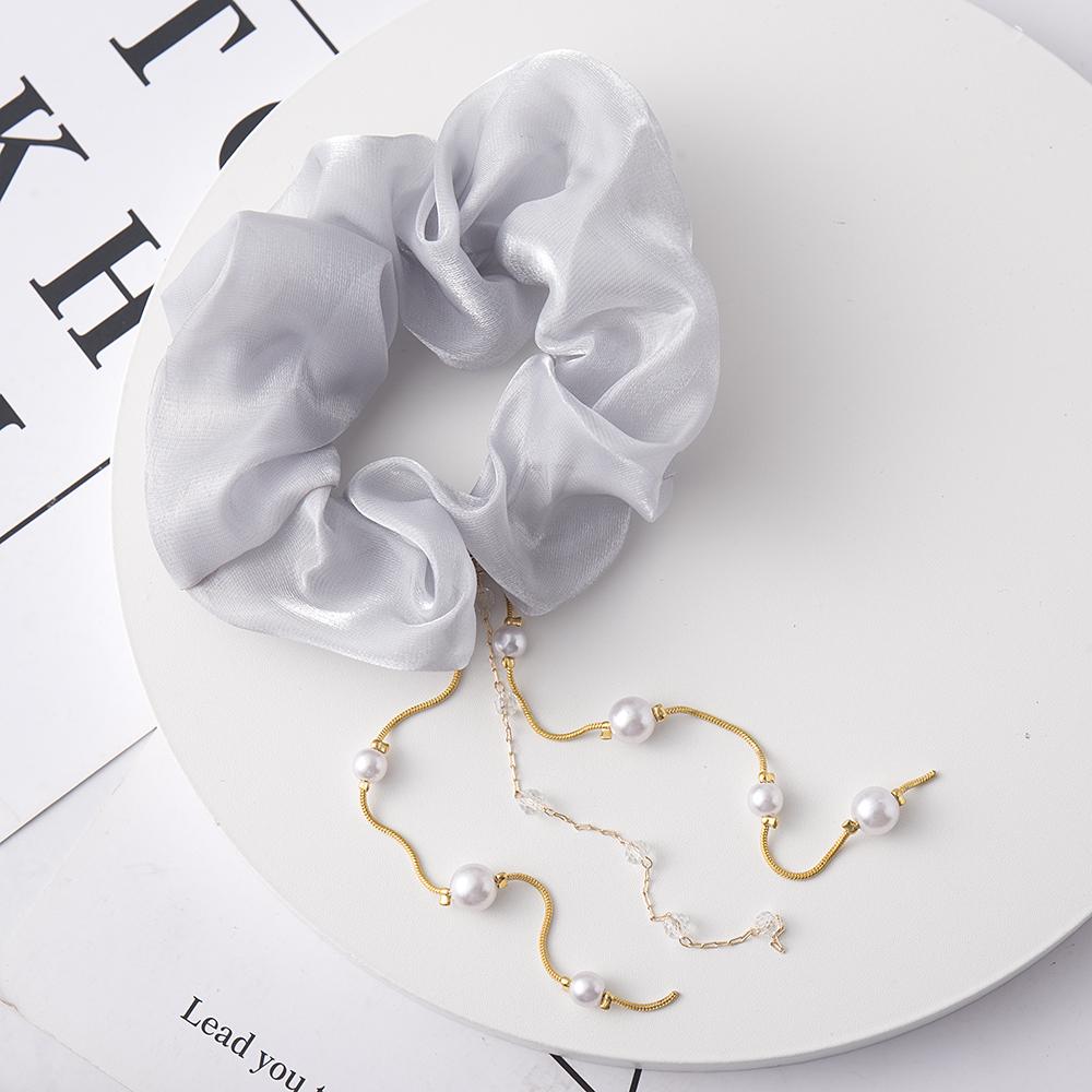 Neue Damen Perlen Strass Haargummi Scrunchie Quaste Chiffon Dickdarm Elastische Haar Bänder Schleife Pferdeschwanz Haar Zubehör