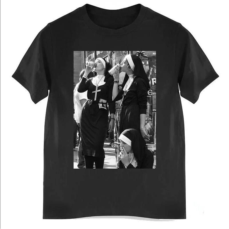 2025 new model Nun _ Nun Smokes Print TShirt Distinctive Play Bowling men Hipster Tees Casual Streetwear Unisex Clothing Summer