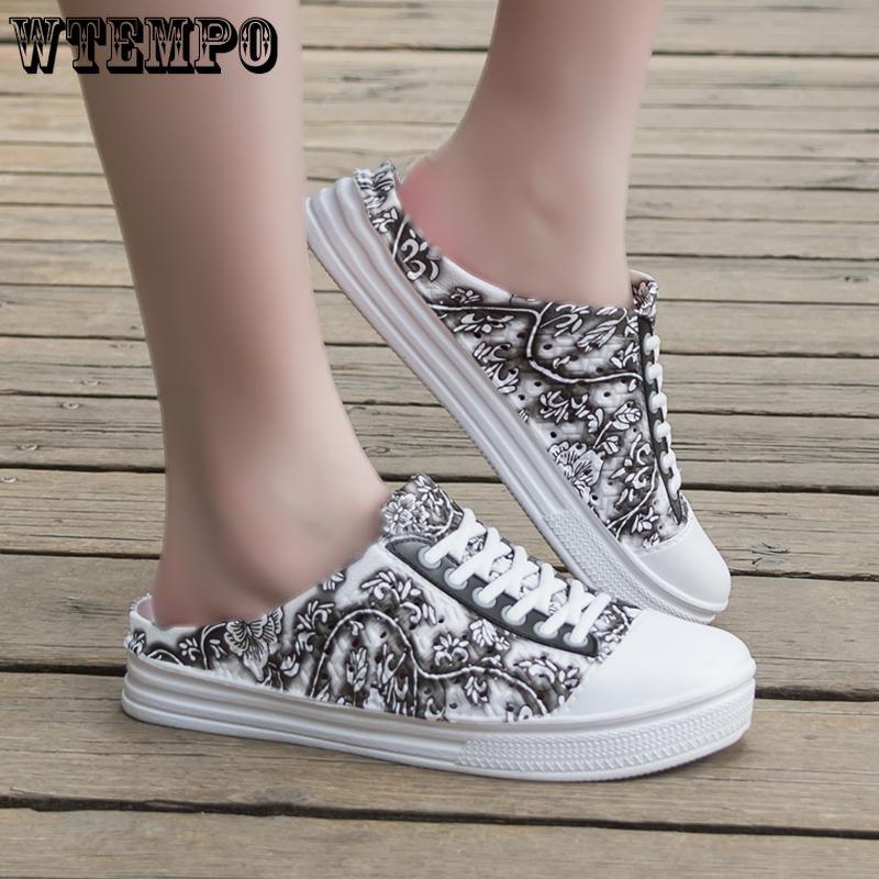 WTEMPO Women Summer Large Size Beach Sandals Female Slip-on Lightweight Breathable Outdoor Slipper Shoes