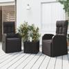 Vidaxl 3-Cz. Garden Lounge Set, Black Polyrattan and Steel