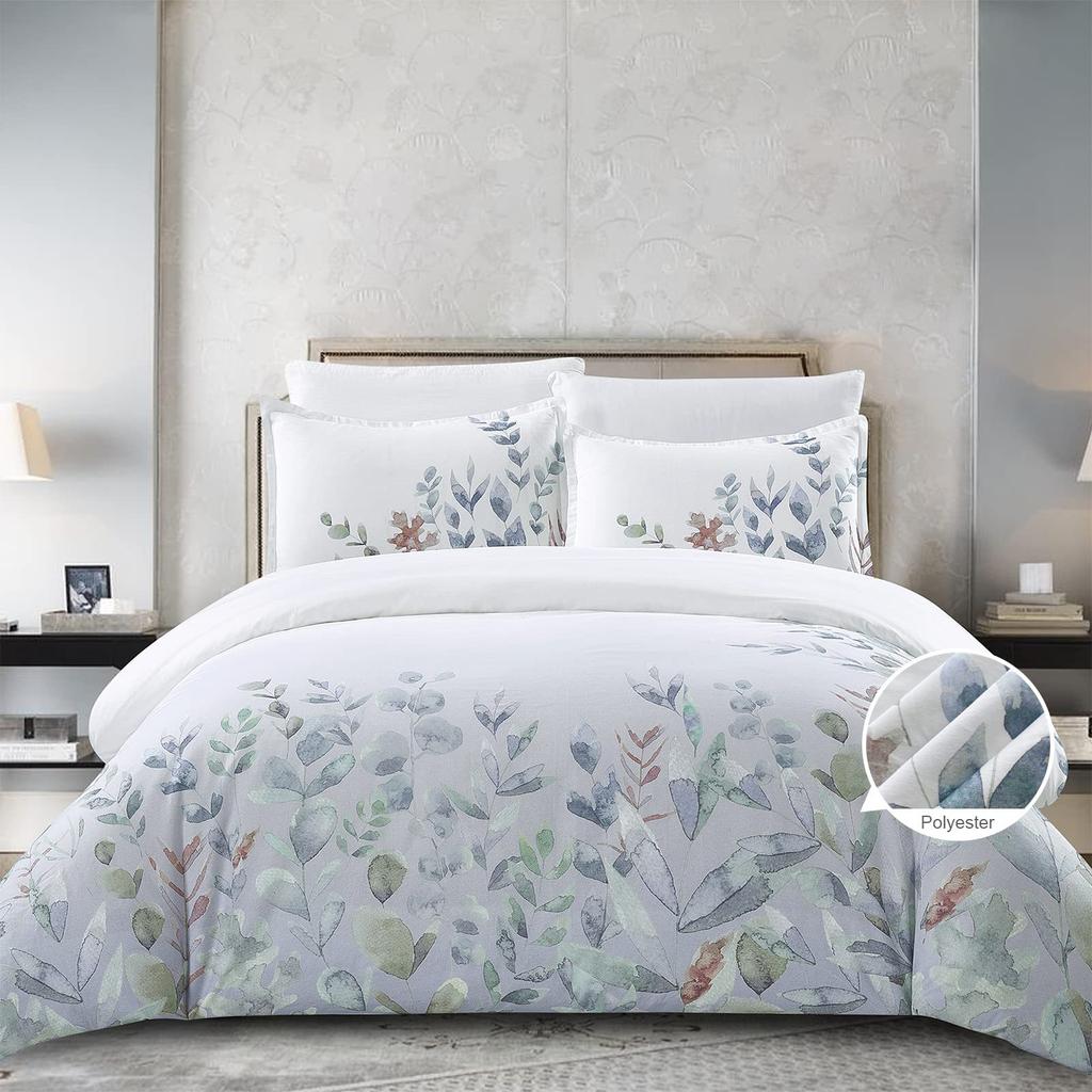 White Flower Three-Piece Quilt Cover 3D Digital Printing Bedding Set Simple Bed Cover