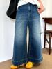 Plus Size Women's Retro Wide-Leg Jeans - Spring 2026 Fashion, Versatile Loose Fit, Straight-Leg Pants for Chubby Girls (NK1385)
