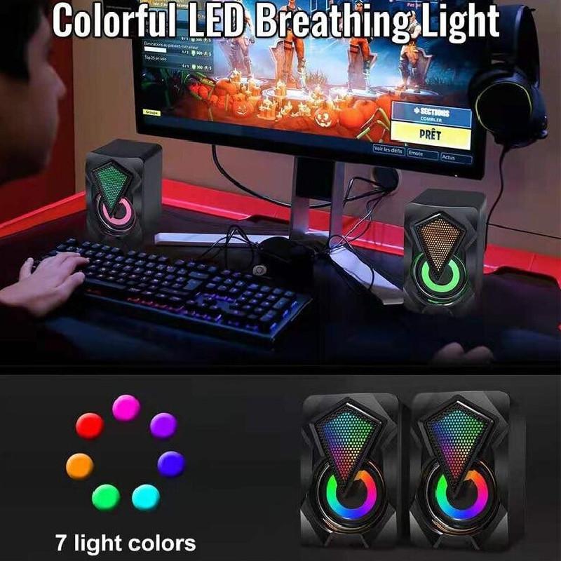 X2 Speakers Computer Led Light Subwoofer For Pc Computer Theater Usb Soundbox