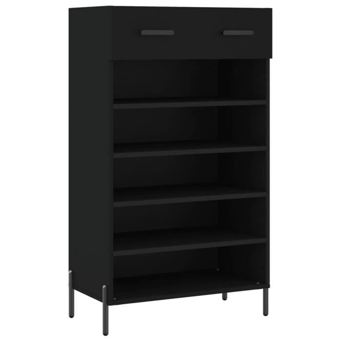 VidaXL Armoire à chaussures noir 60x35x105 cm bois d'ingénierie 829621