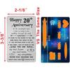 TANWIH Happy 20th Wedding Anniversary Card Gifts for Him Husband, 20 Year Anniversary Cards Gift for Men, Engraved Metal Wallet Insert