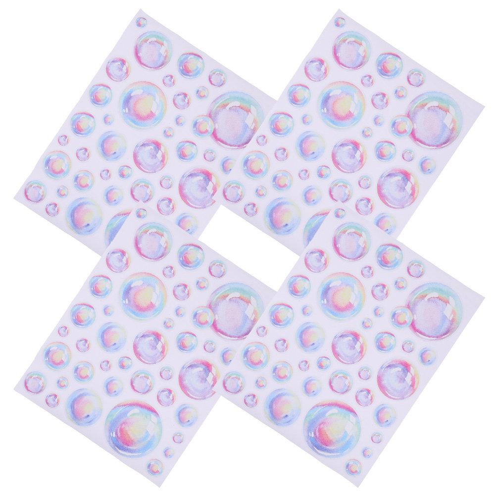 4 Sheets Bubbles Wall Decals Ocean Theme Water Bubble Pattern Self-Adhesive Removable Stickers for Living Room Bathroom Bedroom