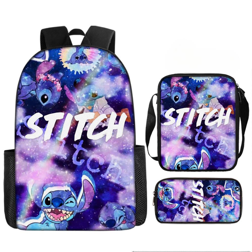 Disney Stitch School Backpack Oxford Cloth Lightweight Breathable Bookbag For Kids
