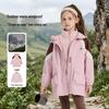 Fulomi Girls' Winter 3-in-1 Thickened Windproof Two-Piece Set