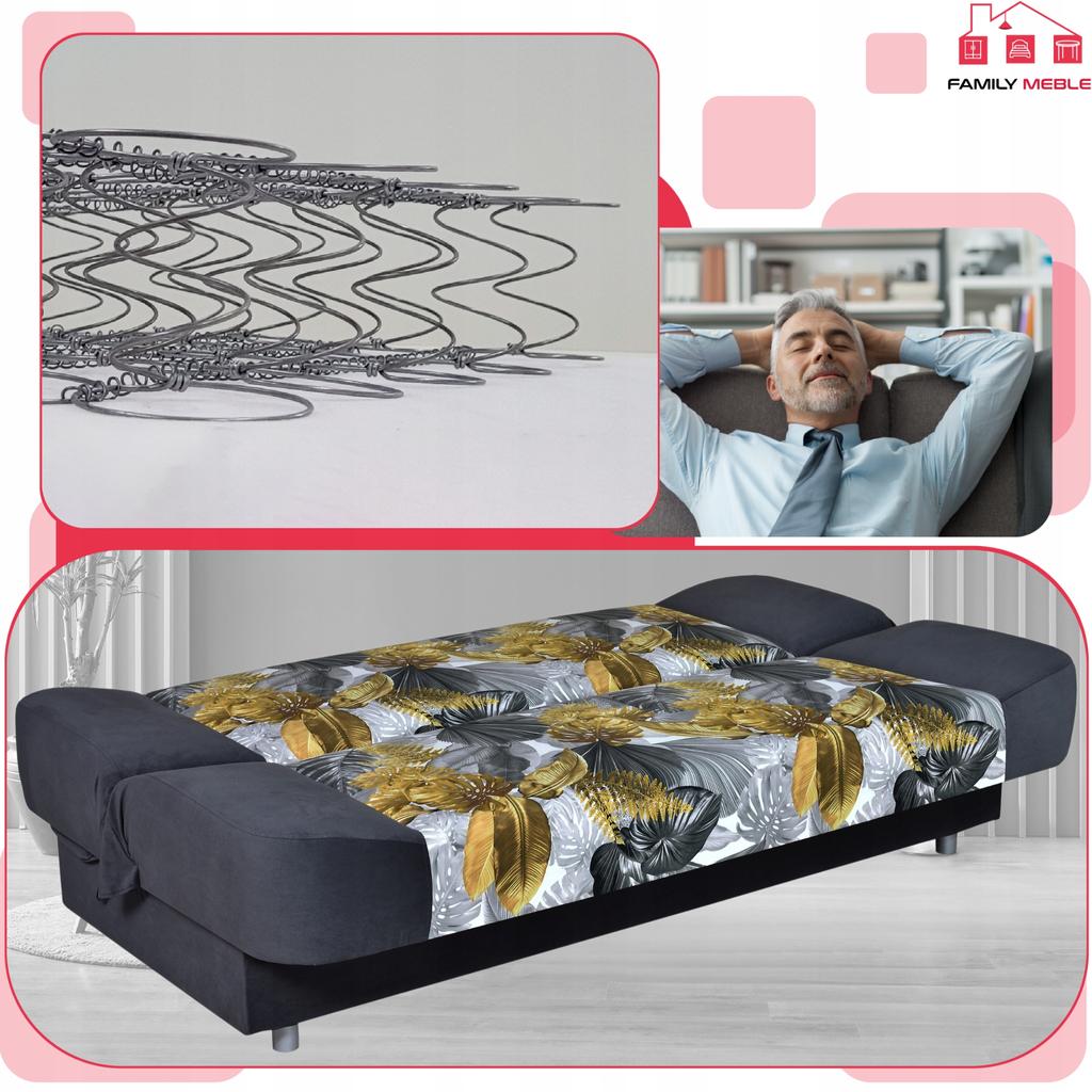 Kanapa sofa Sara Print Duo rozkładana wersalka spania bonell łóżko Family meble