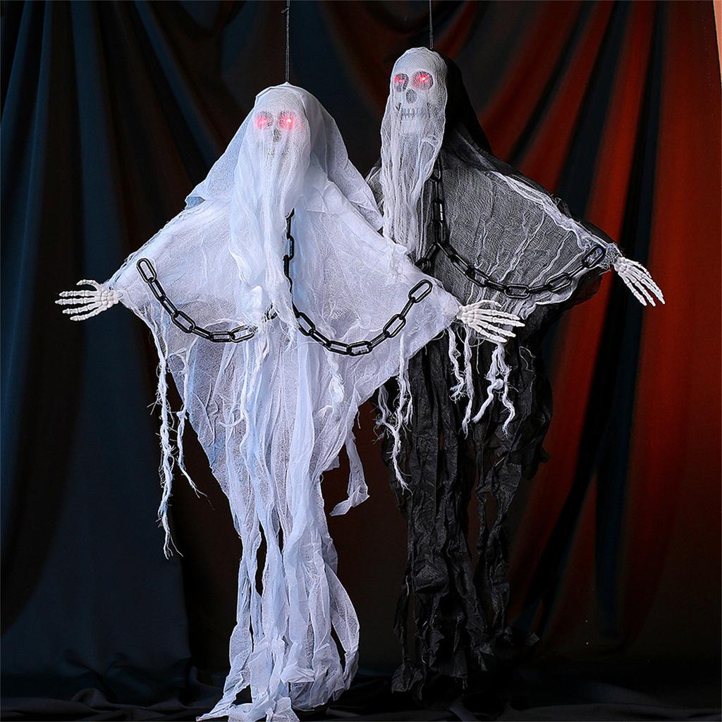 Halloween Skeleton Decorations Horror Skeleton Door, Luminous Chain Skeleton With Arms, Suitable For Haunted House And Party