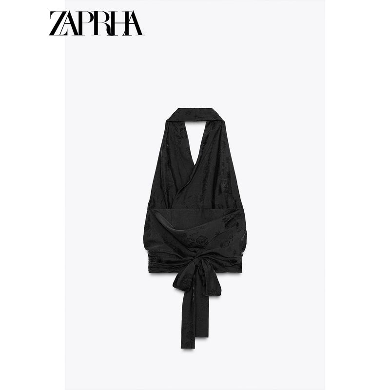 Zaprha 2025 Autumn New Sexy Backless Jacquard Floral Neck Collar Top Outer Wear Gyaru 2731264