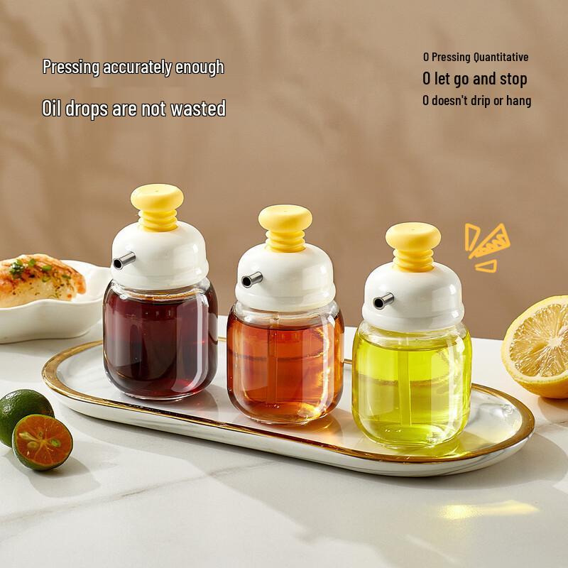 De Ou Xingguang Press-Type Glass Oil & Sauce Dispenser Set