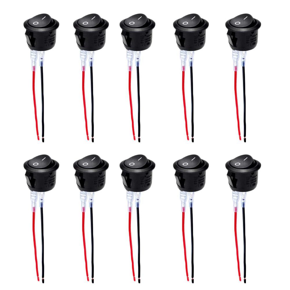 1-10Pcs 20mm Round Practical Joystick Switch SPST 2 Pin Snap-in ON-Off Toggle Switch Universal 12V for Car RV Boat