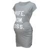 Women Pregnant Short Sleeve Pregnant   Maternity Dress Solid Print Skirt