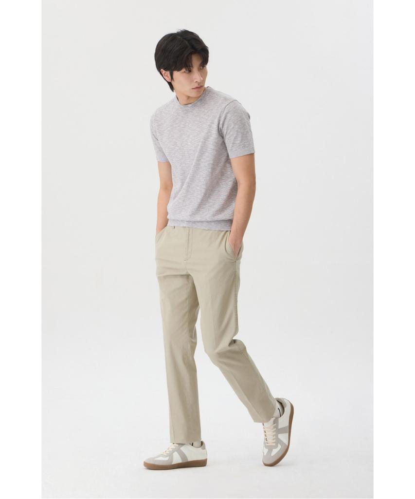 BRENTWOOD [Selection] Washable Two-Tone Slub Round Neck Sweater Brwam26851Gyx