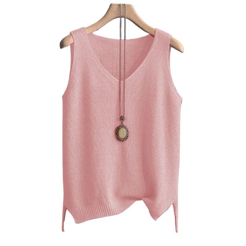 Canottiera T-shirt Estiva in Maglia di Seta Ghiacciata da Donna Taglie Forti