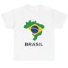 Brasilien T-Shirt 100% Baumwolle Unisex | Brasilien Flagge Grafik Silhouette T-Shirt | Urlaubsreise Oberteil | Geschenk für Brasilianer Touristen