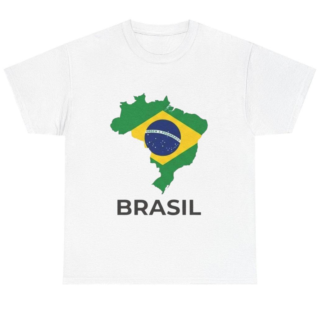 Brasilien T-Shirt 100% Baumwolle Unisex | Brasilien Flagge Grafik Silhouette T-Shirt | Urlaubsreise Oberteil | Geschenk für Brasilianer Touristen