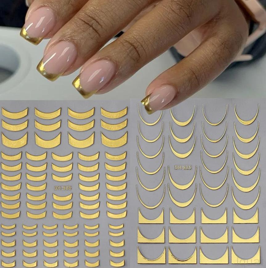 Nail Art Stickers Metallic Design Self Adhesive Nail Decals for Manicure Nail Decoration Size 80x105mm Durable and Easy To Apply