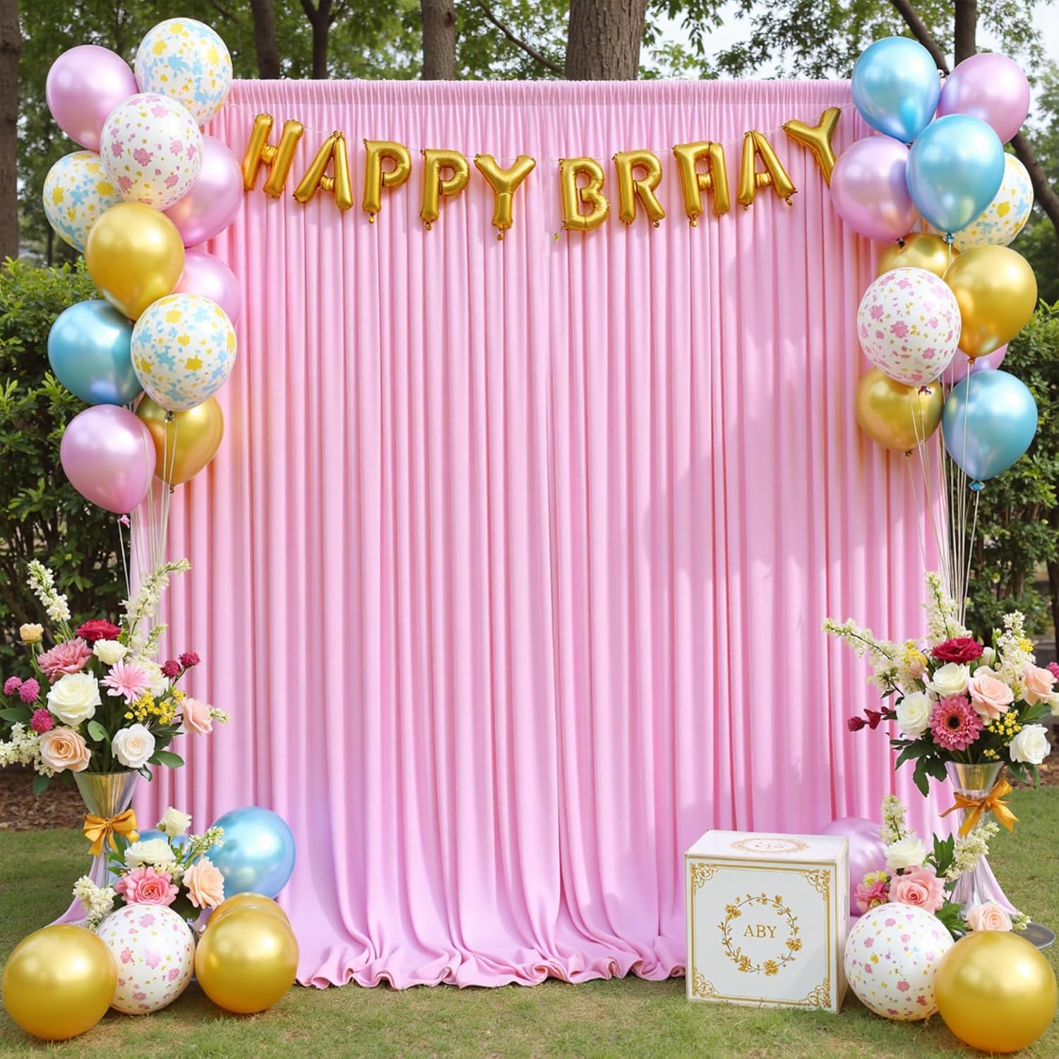 

Wrinkle Free Backdrop Curtains for Parties, 1 Panel Polyester Backdrop Drapes for Wedding Birthday Party Photography Background W150xH215cm(5x7FT)