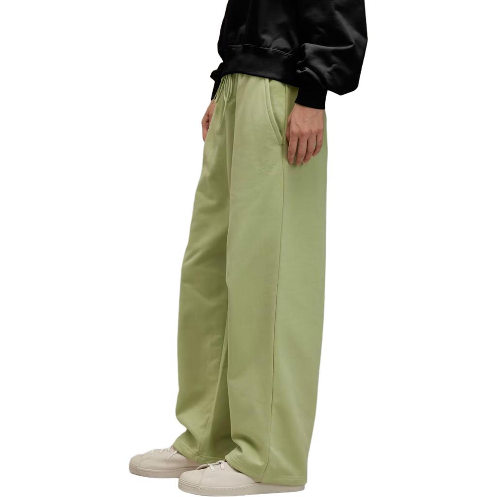 Adidas Solid Color Loose Fit Lace-Up Wide Leg Knitted Sports Pants Women Bottoms Green JM7841