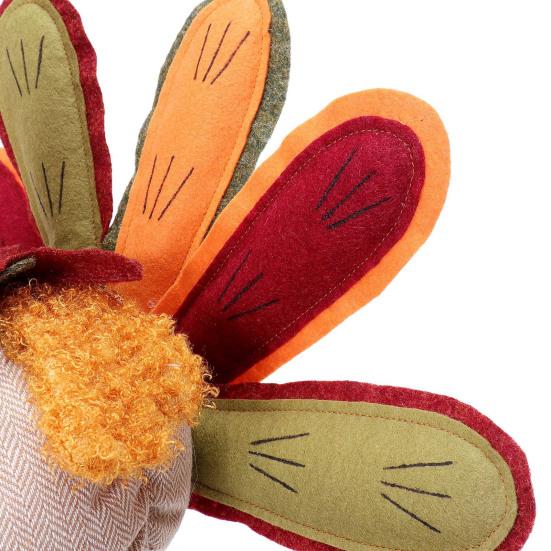 Thanksgiving Turkey Decoration Plush Stuffed Turkey Doll with Retractable Neck Stretchable Sitting Turkey for Fall Autumn Harvest Home Table Decor