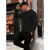 American Style Mens Long Sleeve Hoodless Jacquard Slim Fit Vintage Sweatshirt