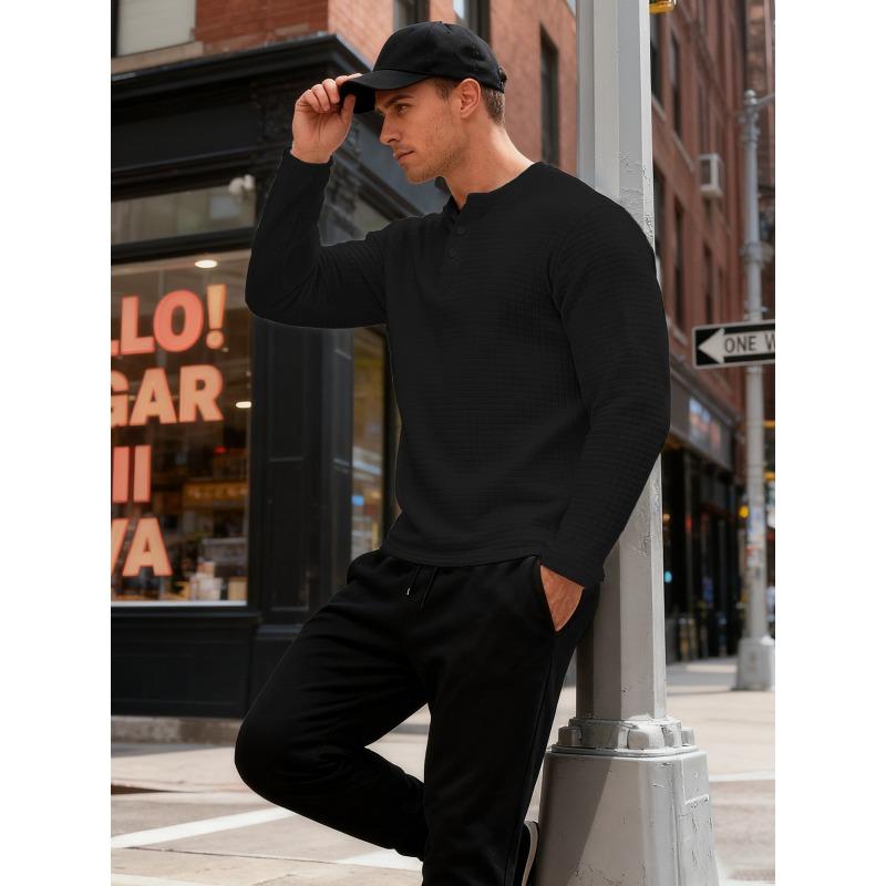 American Style Mens Long Sleeve Hoodless Jacquard Slim Fit Vintage Sweatshirt