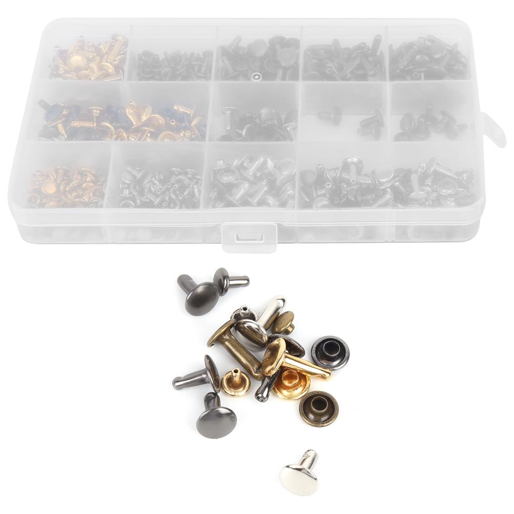 

300 комплектов кожаных заклепок с двойными колпачками и плоскогубцами для крепления кошельков, ремней, курток, сумок, обуви