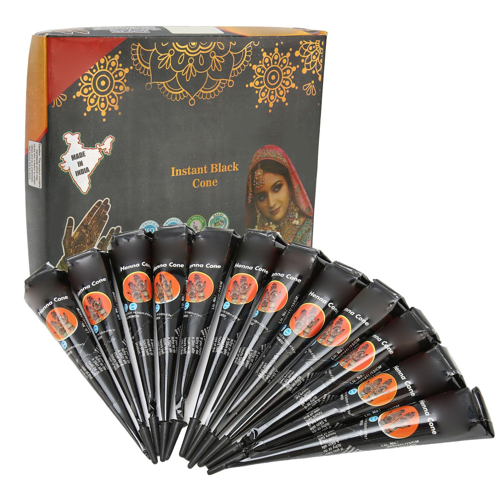 

12 Pcs Temporary Tattoo Cream Single 25g Black Safe Quick Coloring Waterproof Temporary Tattoo Paste Cone