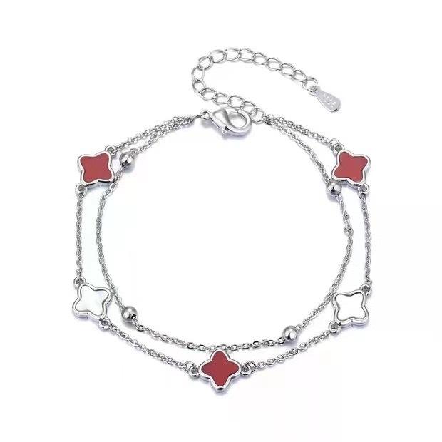 

Браслет из малахита Четырехлистный клевер Пятицветок Женский Нишевый дизайн Высококлассный Универсальный Агат Подарок Украшение для девушки