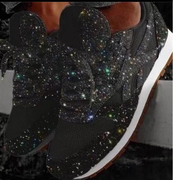 Spring and Summer Fashion Trend Large Size Round Head Low Top Sequins Women's Single Shoe Style Sports and Leisure