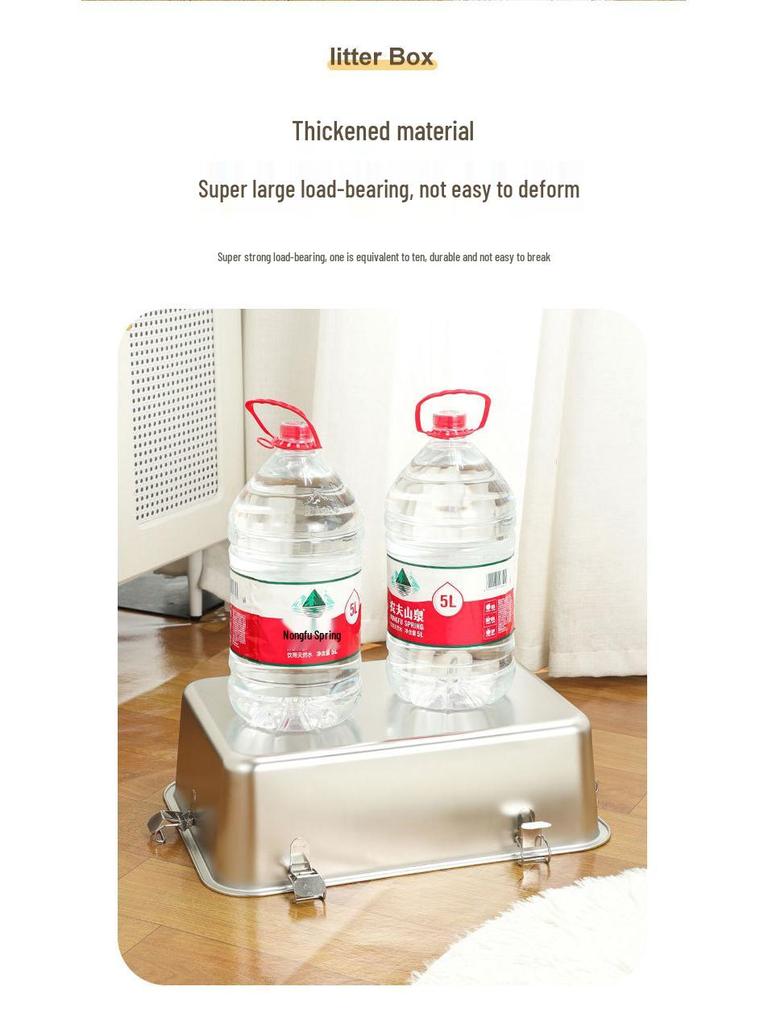 Stainless Steel Anti-Splash Cat Litter Box - High and Thickened Design