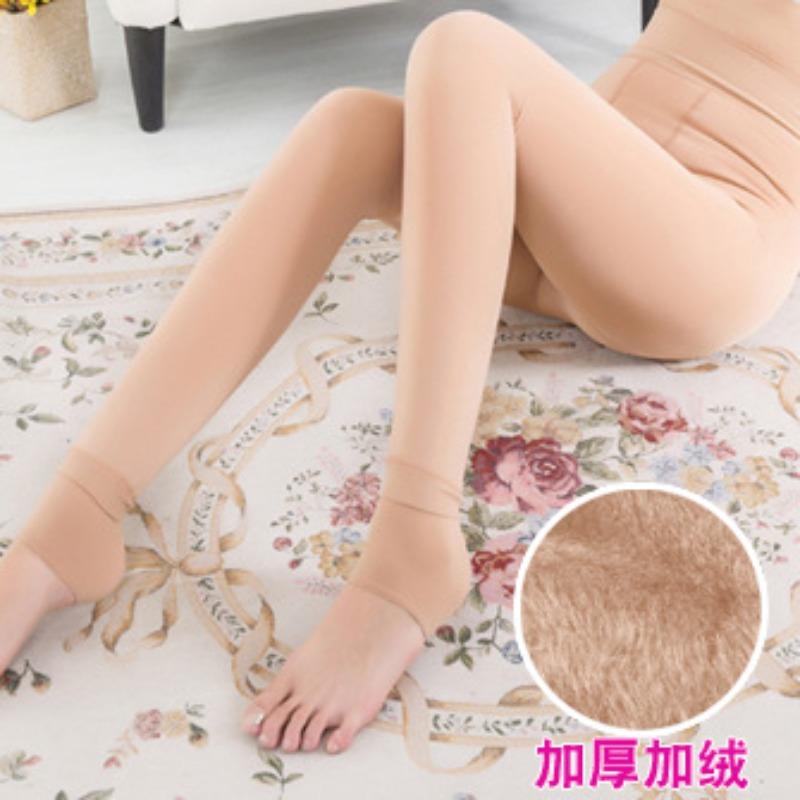 Autumn and Winter Fleece Thickened Pearl Fleece Integrated Pants Thin Leggings Cotton Pants Women's Outer Thermal Pants 200g Source