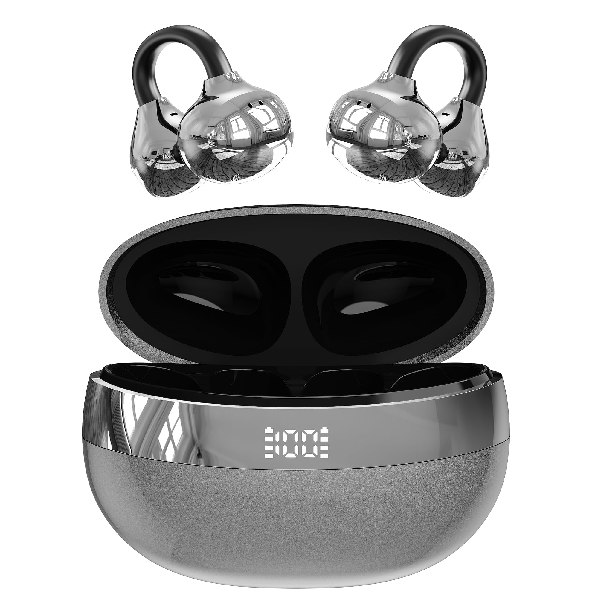 

Bluetooth Wireless Open Ear ENC 60 Hours of Music 2026 Latest Bluetooth Air Conduction IPX7 Sound Low for Web and Compatible with iPhone and Android чорний