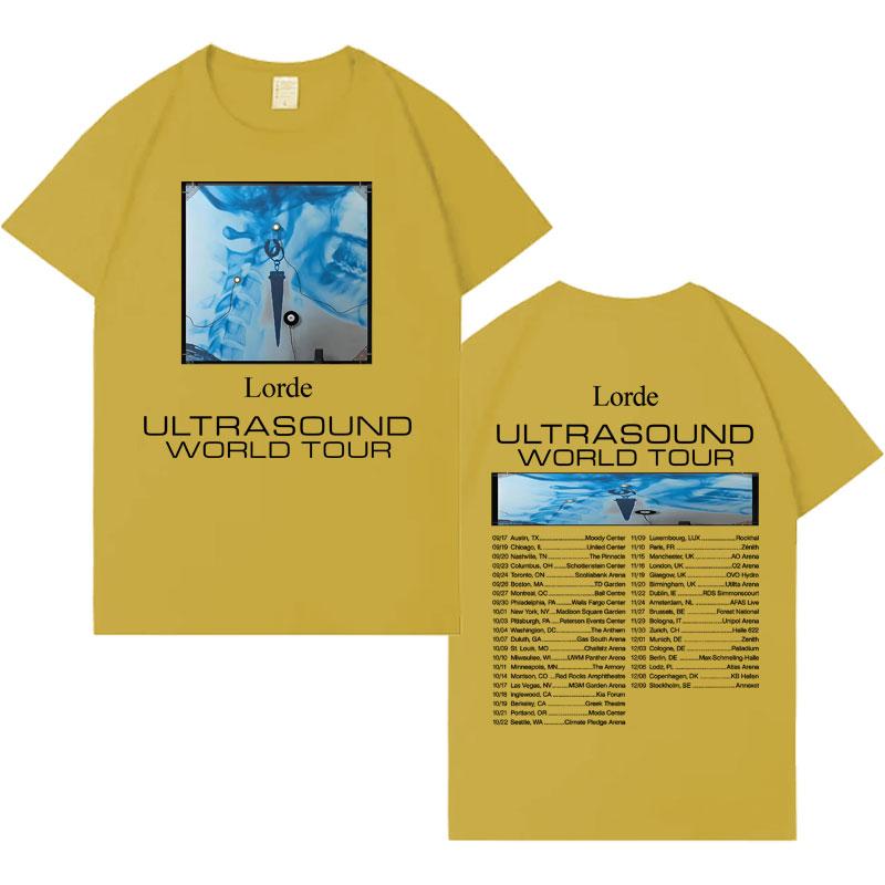 Singer Lorde Ultrasound World Tour Tee Men Women Hip Hop Tshirt Y2K Cotton Harajuku Tshrit High Street Pop Short Sleeve T Shirt