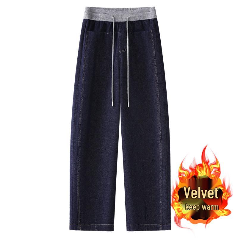 

Dark Blue Women s Thickened Winter Straight-Leg Scimitar Jeans 2024 3XL