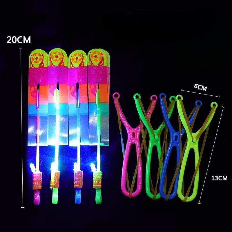 

1 шт. Удивительная светящаяся игрушка стрела ракета вертолет летающая игрушка светодиодные светящиеся игрушки вечеринка веселый подарок резиновая лента катапульта Large size разноцветный