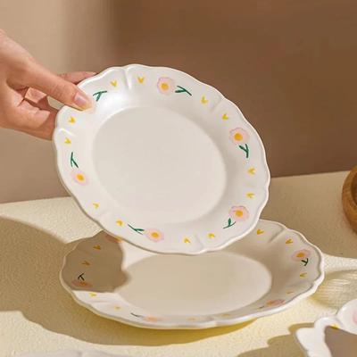 Retro Flower Ceramic Plate Fashion Creative Delicious Soup Bowl Home Afternoon Tea Dessert Fruit Plates Exquisite Fish Plate