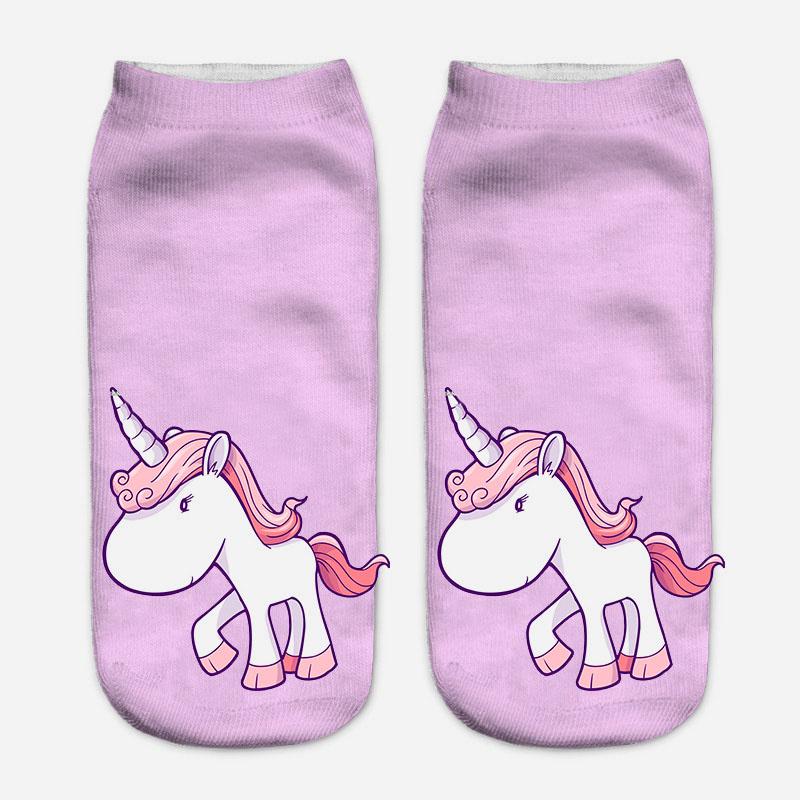 Harajuku 3D Print Unicorn Women Kawaii Ankle Licorne Chaussette Femme Calcetines Mujer Cute Art Socks Unisex