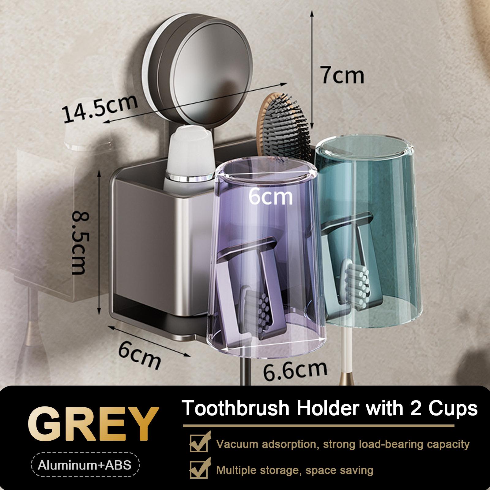 

Suction cup Multifunctional Toothbrush Rack and Mug Holder Wall Mounted Toothpaste and Mouthwash Storage with tooth cup L