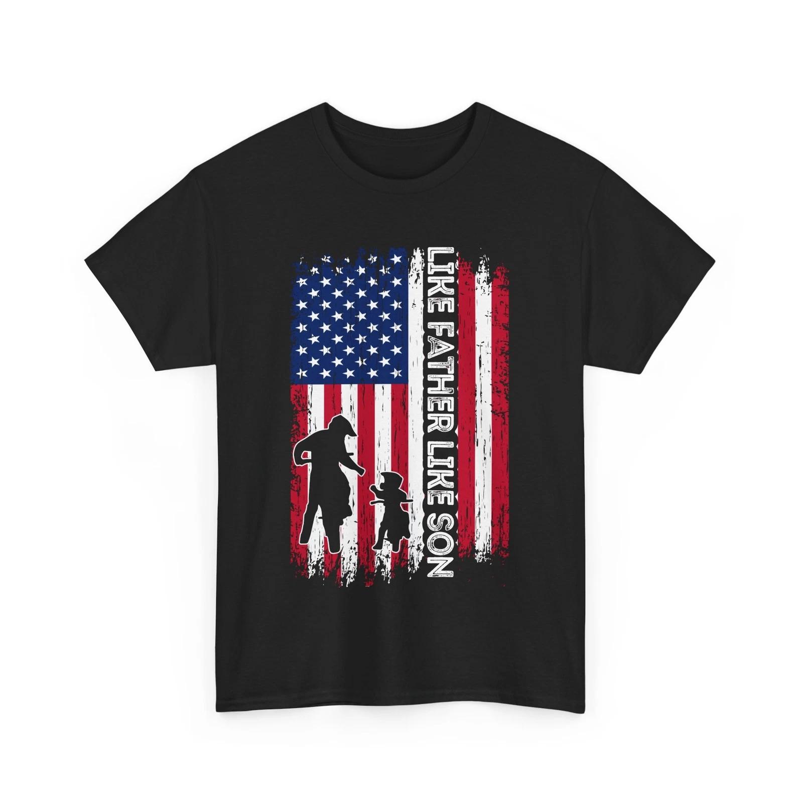 Dirt Bike Dad American Flag Shirt, Like Father Like Son Biker Dad T-shirt 3XL