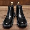 New Retro Leather Boots Men Chelsea Boot Handmade Winter Shoes Casual Comfortable Ankle Boots Waterproof Boots Crocodile Pattern