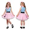 Vestido Polka Dot Vintage Anos 50 para Meninas com Gola Lapela Metálica Sem Mangas com Lenço de Pescoço para Festa Temática Retro de Aniversário Halloween