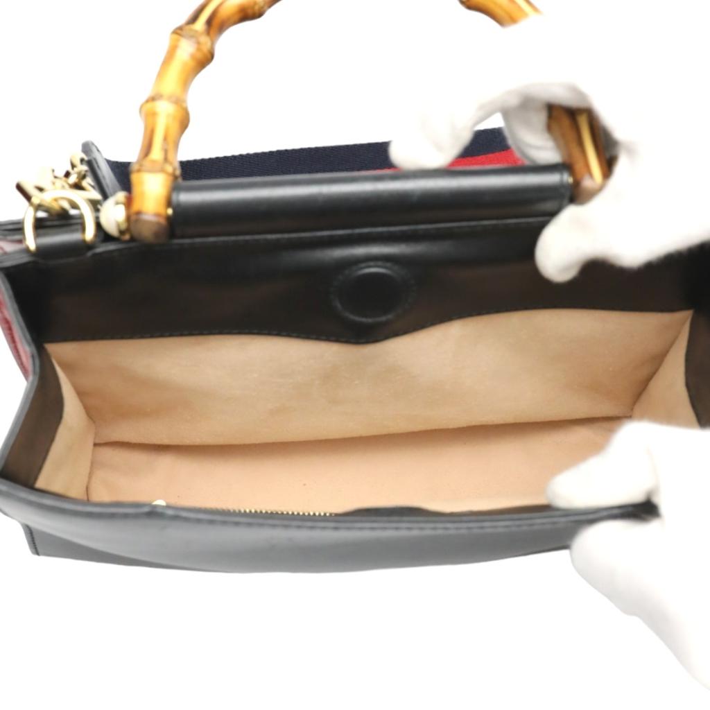 GUCCI leather 2 way bag Handbag leather black Women 459076 Used