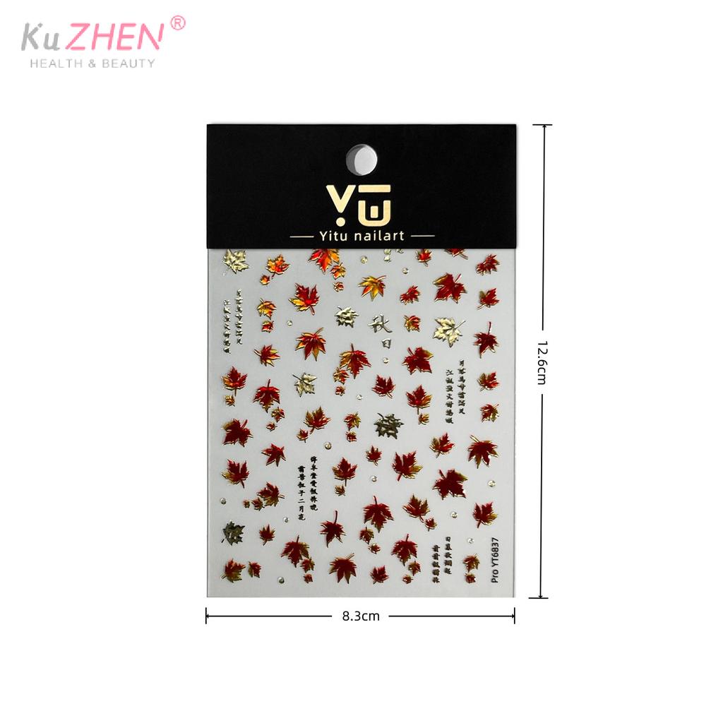 1Pcs Maple Leaf Autumn Nail Art Sticker Fashion Elegant Bronzing Gold Fall Leaves Red Leaf Nail Decals DIY Nail Art Decoration